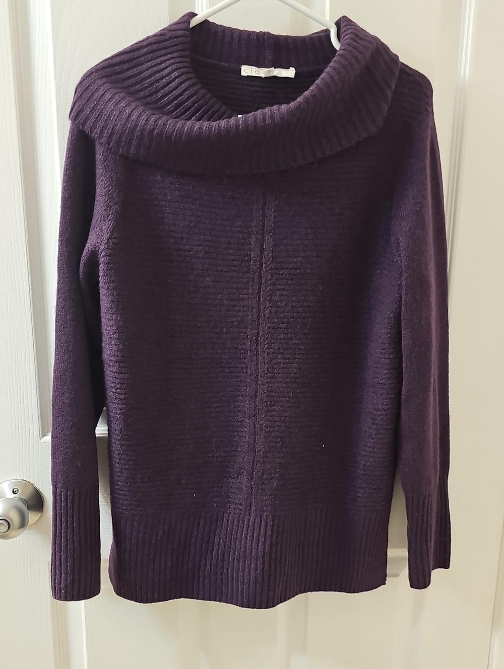 Cowl Neck Knit Sweater - Deep Plum